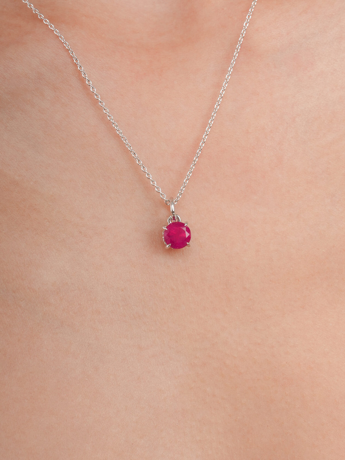 July Birthstone Necklace Ruby S925 Silver Rhodium (2) – Mondays Made Flower & Birthstone Jewelry Singapore