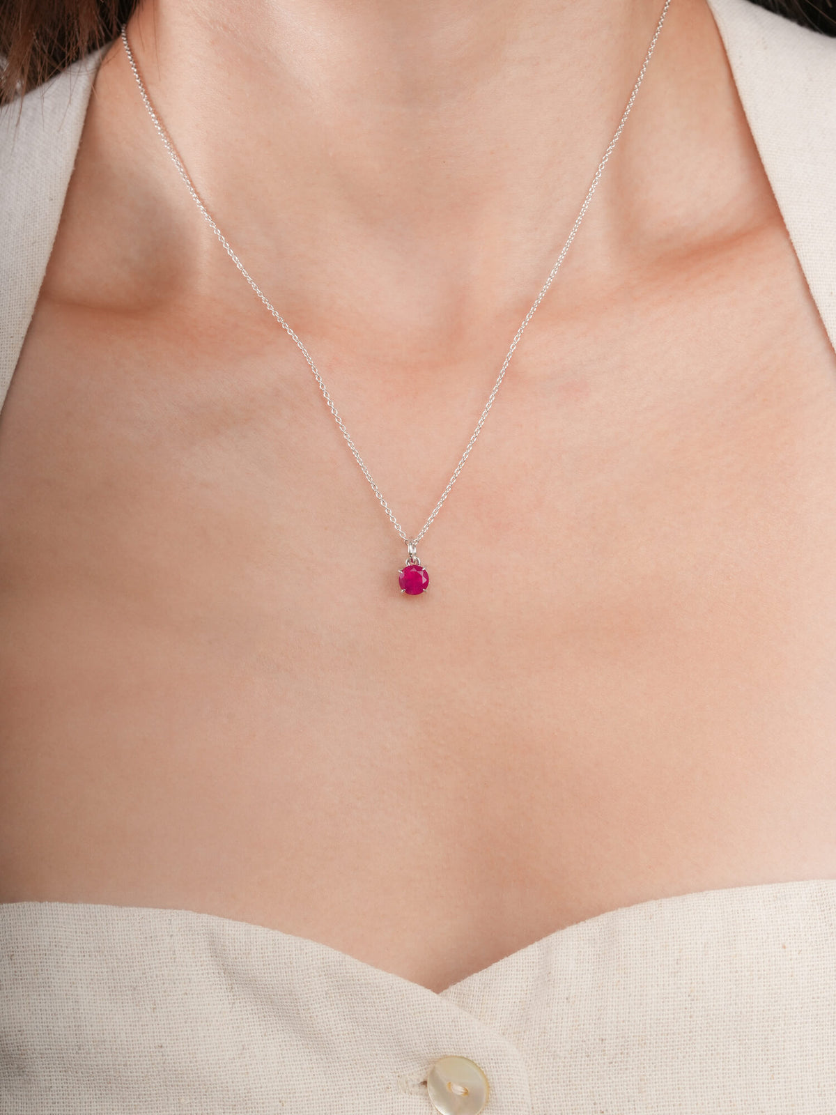 July Birthstone Necklace Ruby S925 Silver Rhodium (3) – Mondays Made Flower & Birthstone Jewelry Singapore
