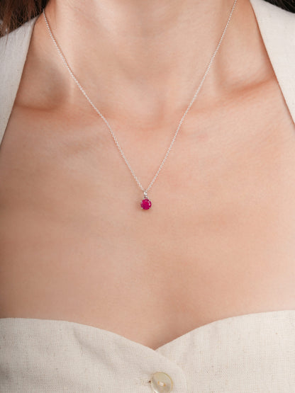 July Birthstone Necklace Ruby S925 Silver Rhodium (3) – Mondays Made Flower & Birthstone Jewelry Singapore