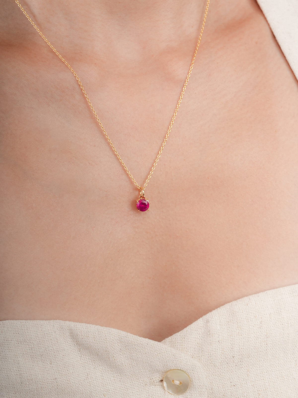 July Birthstone Necklace Ruby 18K Gold (2) – Mondays Made Flower & Birthstone Jewelry Singapore