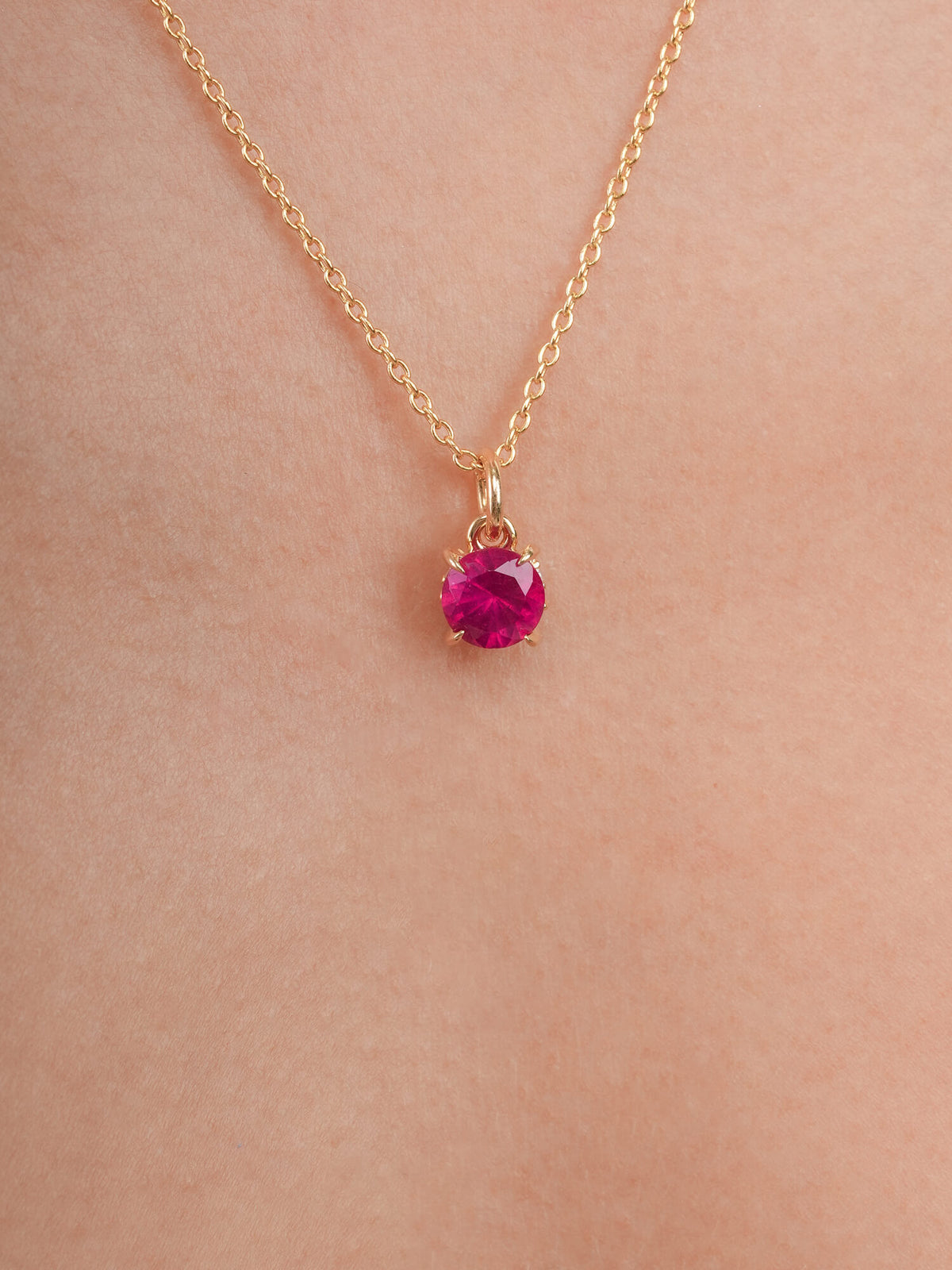 July Birthstone Necklace Ruby 18K Gold (3) – Mondays Made Flower & Birthstone Jewelry Singapore