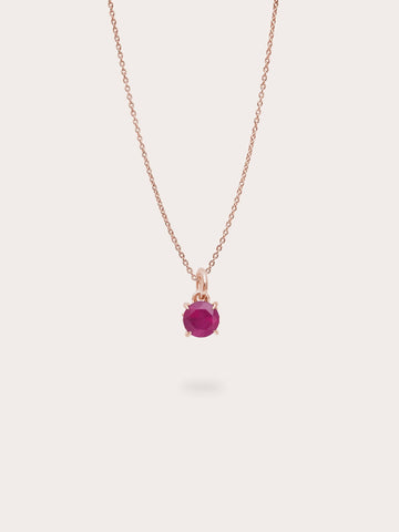July Birthstone Necklace Ruby 18K Rose Gold (1) – Mondays Made Flower & Birthstone Jewelry Singapore