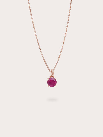 July Birthstone Necklace Ruby 18K Rose Gold (1) – Mondays Made Flower & Birthstone Jewelry Singapore
