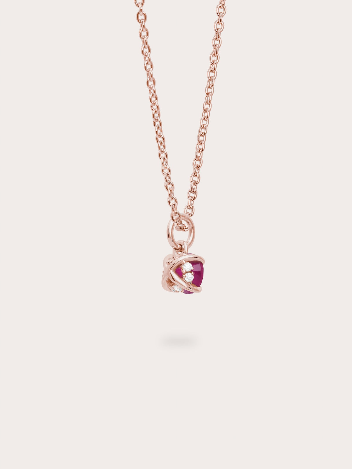 July Birthstone Necklace Ruby 18K Rose Gold (5) – Mondays Made Flower & Birthstone Jewelry Singapore