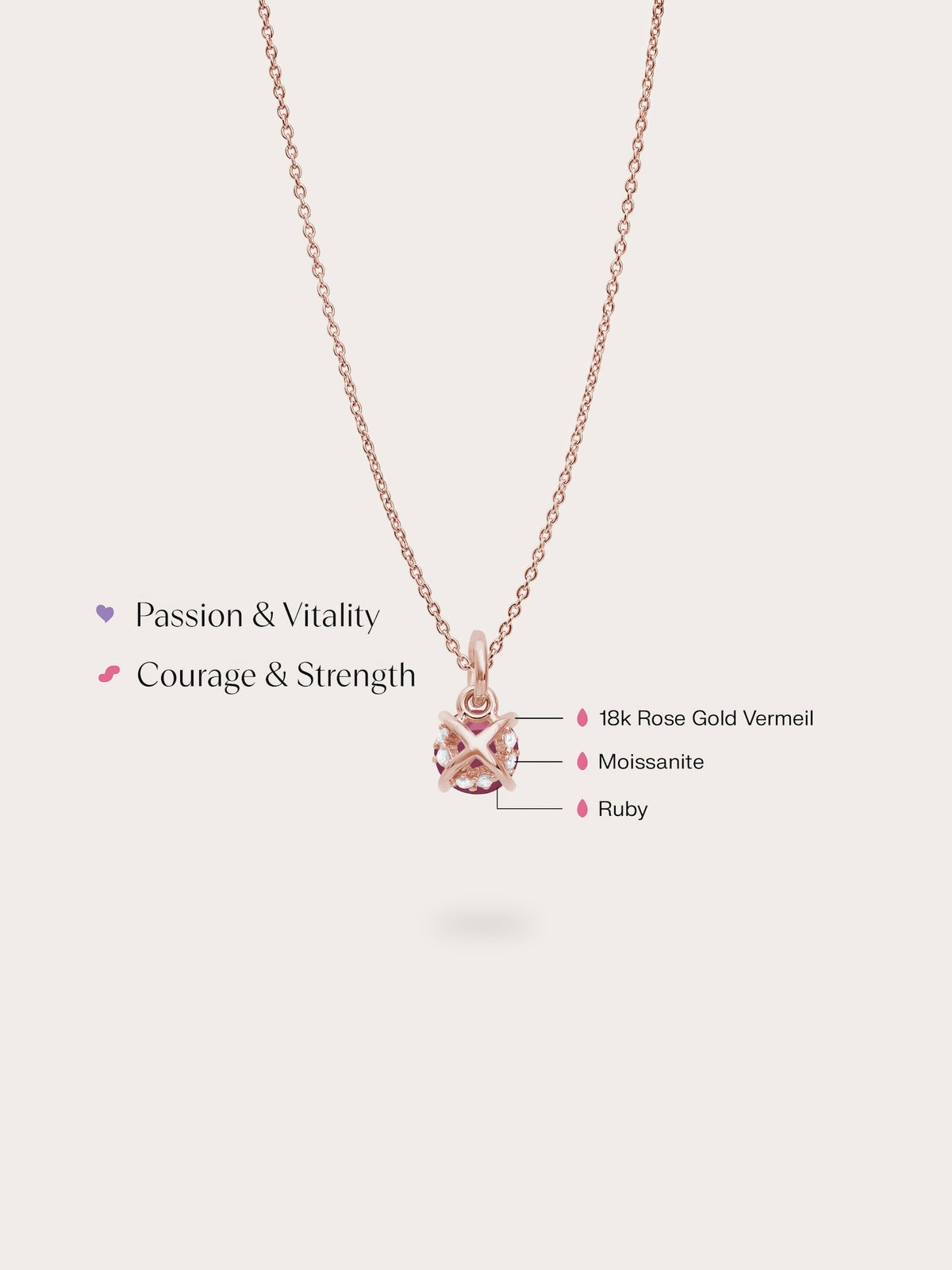 July Birthstone Necklace Ruby 18K Rose Gold (4) – Mondays Made Flower & Birthstone Jewelry Singapore
