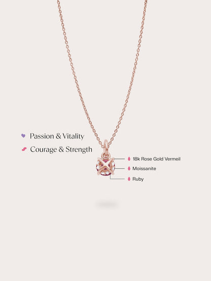July Birthstone Necklace Ruby 18K Rose Gold (4) – Mondays Made Flower & Birthstone Jewelry Singapore