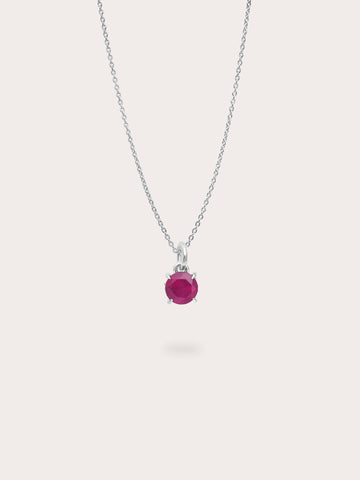 July Birthstone Necklace Ruby S925 Silver Rhodium (1) – Mondays Made Flower & Birthstone Jewelry Singapore