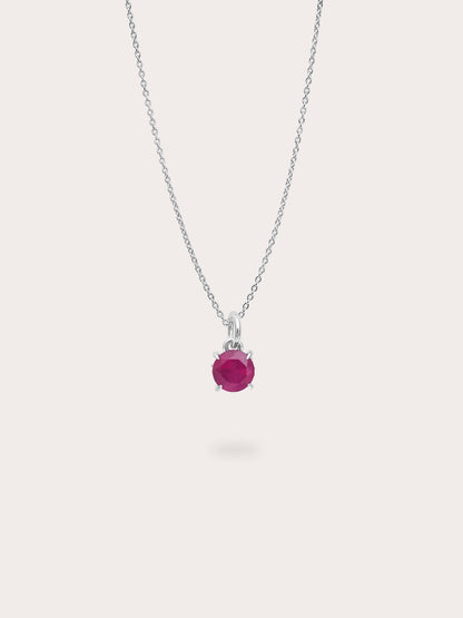 July Birthstone Necklace Ruby S925 Silver Rhodium (1) – Mondays Made Flower & Birthstone Jewelry Singapore