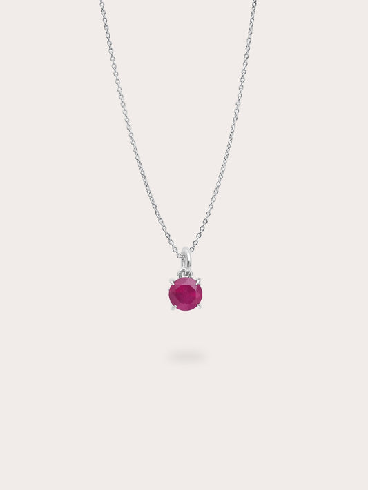 July Birthstone Necklace Ruby S925 Silver Rhodium (1) – Mondays Made Flower & Birthstone Jewelry Singapore
