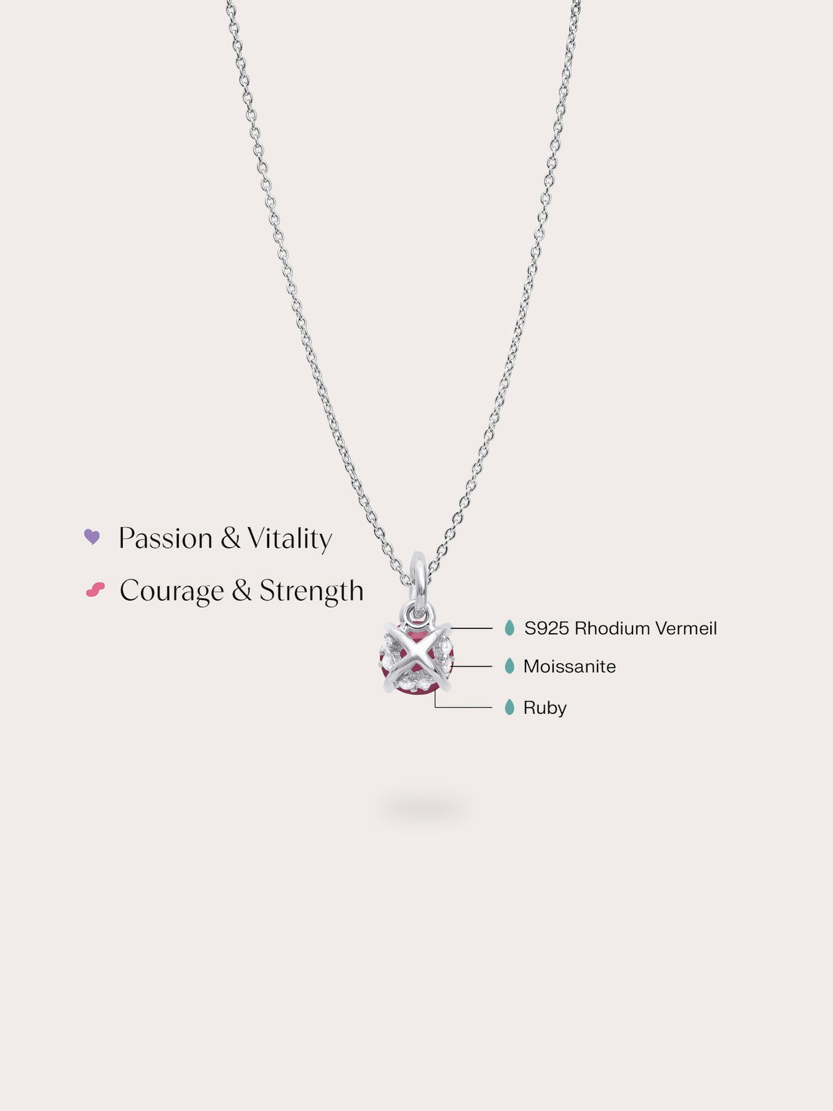 July Birthstone Necklace Ruby S925 Silver Rhodium (4) – Mondays Made Flower & Birthstone Jewelry Singapore