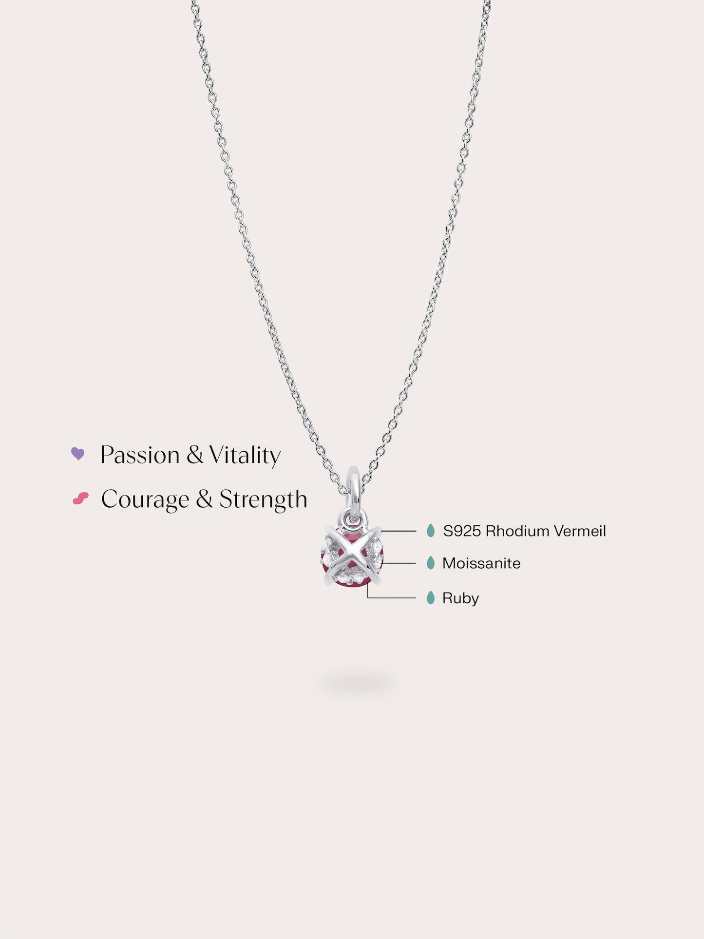 July Birthstone Necklace - Ruby