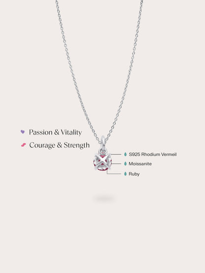 July Birthstone Necklace Ruby S925 Silver Rhodium (4) – Mondays Made Flower & Birthstone Jewelry Singapore