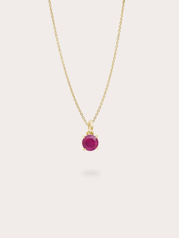 July Birthstone Necklace Ruby 18K Gold (1) – Mondays Made Flower & Birthstone Jewelry Singapore