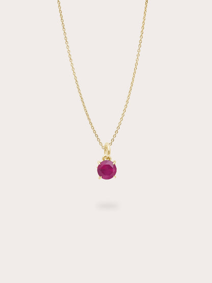July Birthstone Necklace Ruby 18K Gold (1) – Mondays Made Flower & Birthstone Jewelry Singapore
