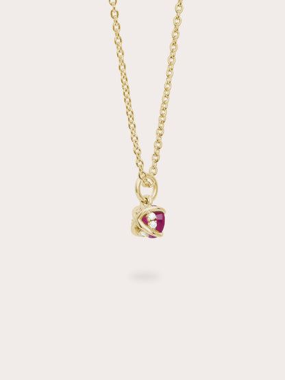July Birthstone Necklace Ruby 18K Gold (5) – Mondays Made Flower & Birthstone Jewelry Singapore