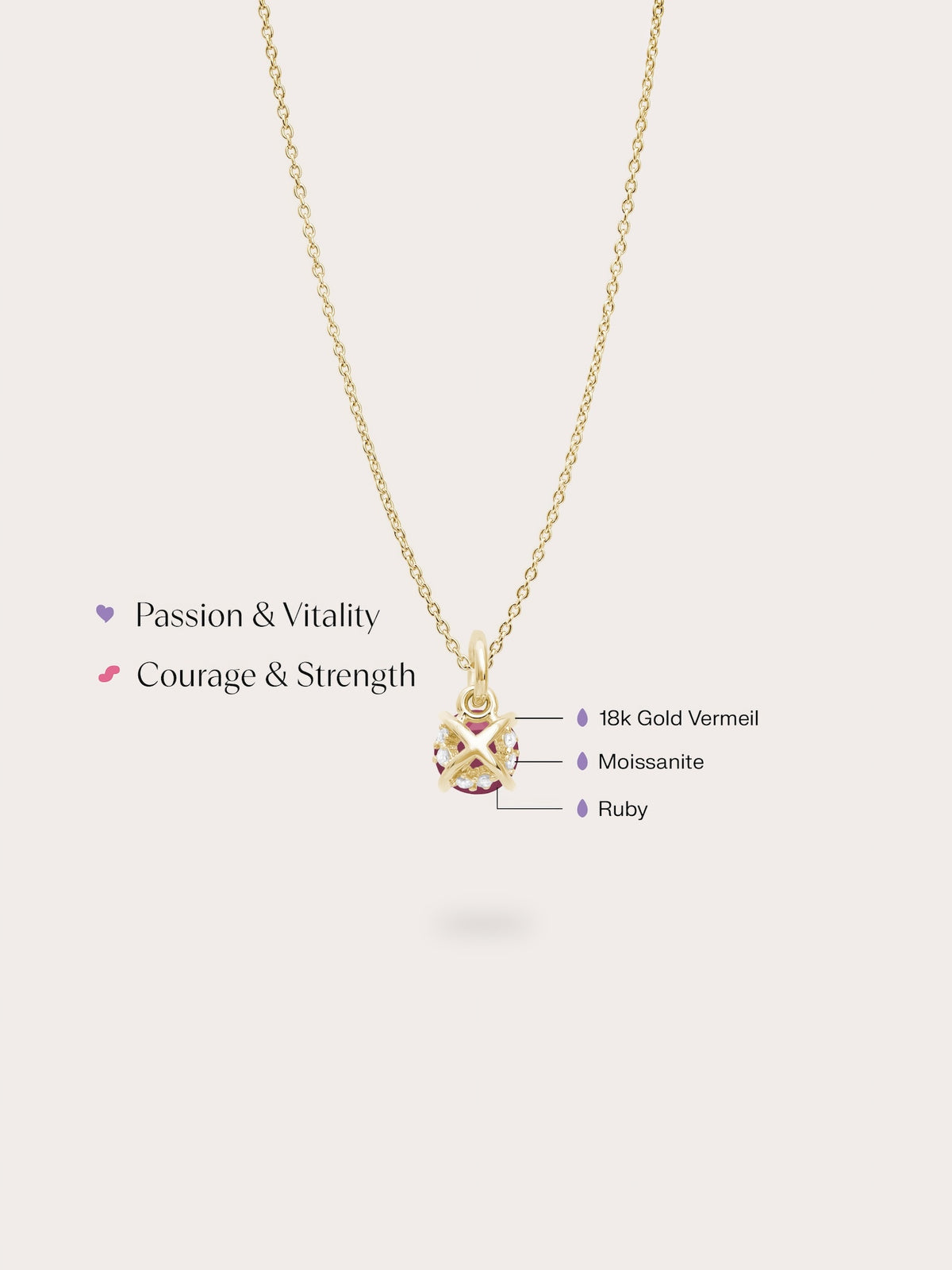 July Birthstone Necklace Ruby 18K Gold (4) – Mondays Made Flower & Birthstone Jewelry Singapore