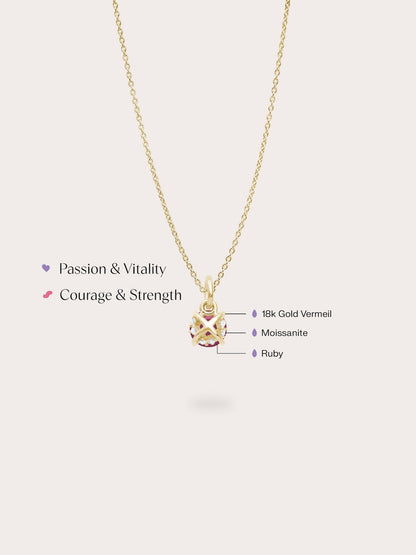 July Birthstone Necklace Ruby 18K Gold (4) – Mondays Made Flower & Birthstone Jewelry Singapore