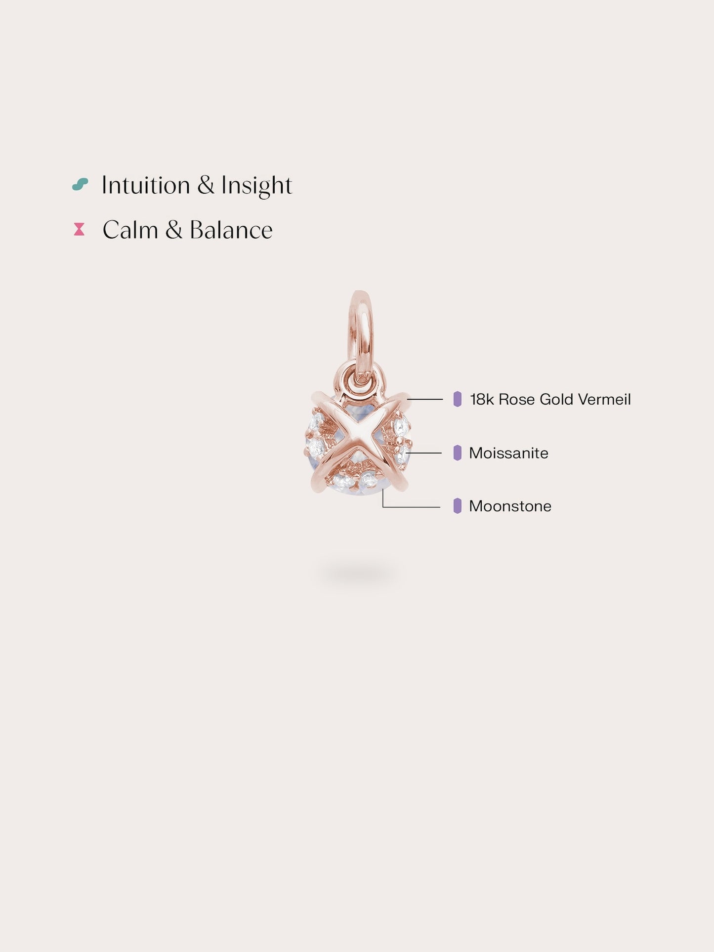 June Birthstone Charm - Moonstone
