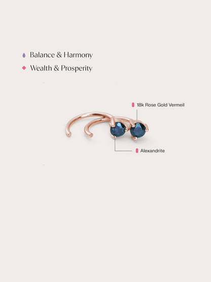 June Birthstone Hoops Alexandrite 18K Rose Gold (2) – Mondays Made Flower & Birthstone Jewelry Singapore