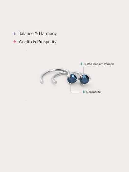 June Birthstone Hoops Alexandrite S925 Silver Rhodium (2) – Mondays Made Flower & Birthstone Jewelry Singapore