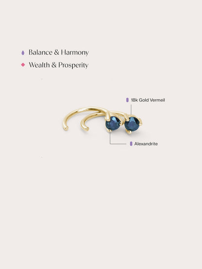 June Birthstone Hoops Alexandrite 18K Gold (2) – Mondays Made Flower & Birthstone Jewelry Singapore