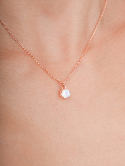 June Birthstone Necklace Moonstone 18K Rose Gold (2) – Mondays Made Flower & Birthstone Jewelry Singapore