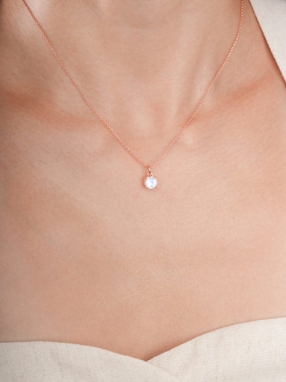 June Birthstone Necklace Moonstone 18K Rose Gold (3) – Mondays Made Flower & Birthstone Jewelry Singapore