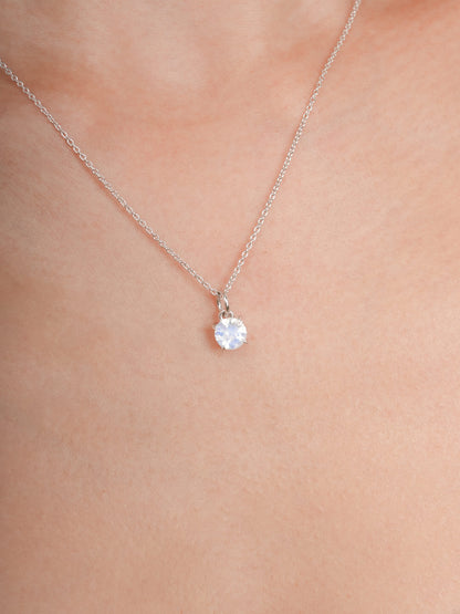 June Birthstone Necklace Moonstone S925 Silver Rhodium (3) – Mondays Made Flower & Birthstone Jewelry Singapore