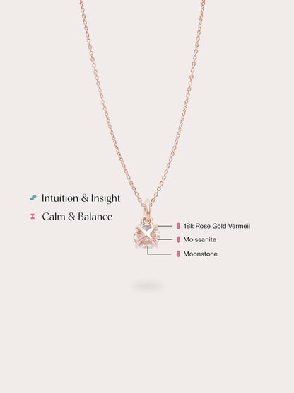 June Birthstone Necklace Moonstone 18K Rose Gold (4) – Mondays Made Flower & Birthstone Jewelry Singapore