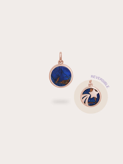 Lapis Lazuli Reversible Coin Charm 18K Rose Gold (1) – Mondays Made Flower & Birthstone Jewelry Singapore
