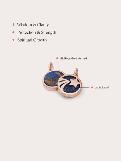 Lapis Lazuli Reversible Coin Charm 18K Rose Gold (5) – Mondays Made Flower & Birthstone Jewelry Singapore