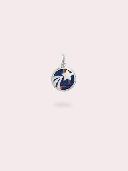 Lapis Lazuli Reversible Coin Charm S925 Silver Rhodium (4) – Mondays Made Flower & Birthstone Jewelry Singapore