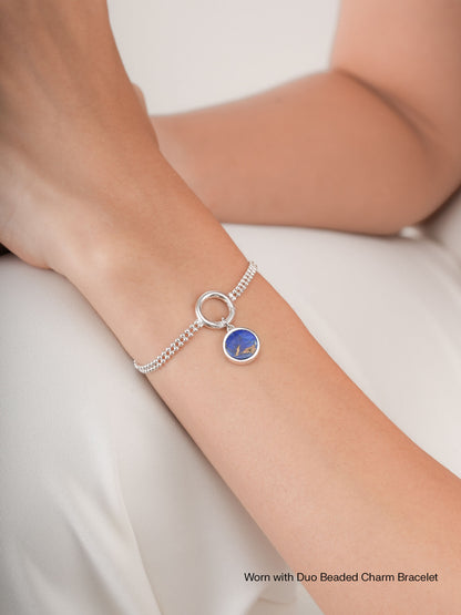 Lapis Lazuli Reversible Coin Charm S925 Silver Rhodium (2) – Mondays Made Flower & Birthstone Jewelry Singapore