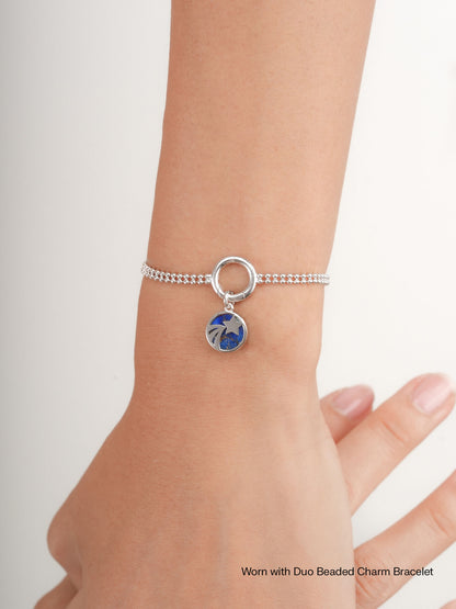 Lapis Lazuli Reversible Coin Charm S925 Silver Rhodium (3) – Mondays Made Flower & Birthstone Jewelry Singapore