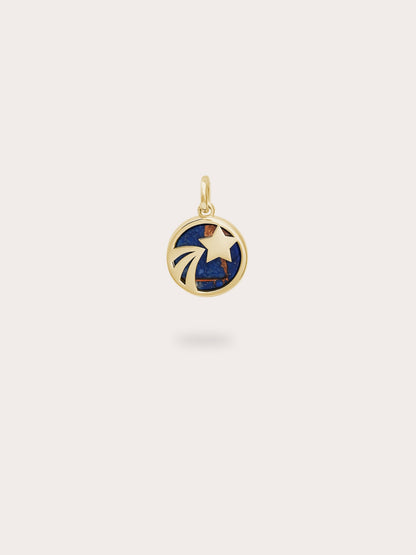 Lapis Lazuli Reversible Coin Charm 18K Gold (4) – Mondays Made Flower & Birthstone Jewelry Singapore