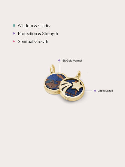 Lapis Lazuli Reversible Coin Charm 18K Gold (5) – Mondays Made Flower & Birthstone Jewelry Singapore