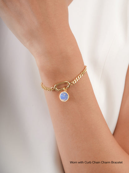 Lapis Lazuli Reversible Coin Charm 18K Gold (6) – Mondays Made Flower & Birthstone Jewelry Singapore
