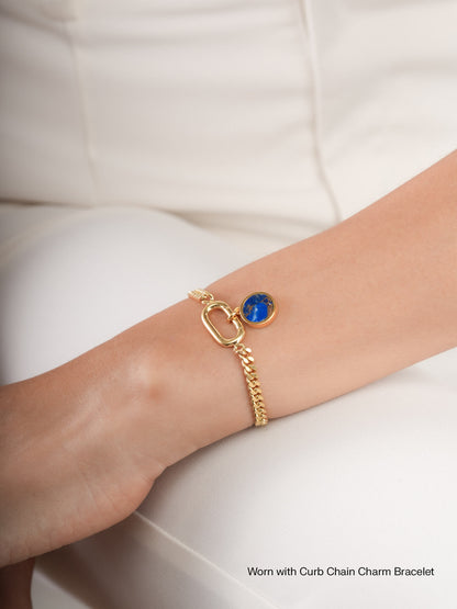 Lapis Lazuli Reversible Coin Charm 18K Gold (2) – Mondays Made Flower & Birthstone Jewelry Singapore