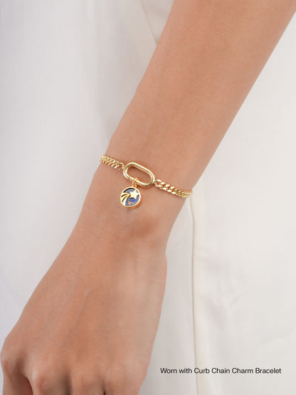 Lapis Lazuli Reversible Coin Charm 18K Gold (3) – Mondays Made Flower & Birthstone Jewelry Singapore