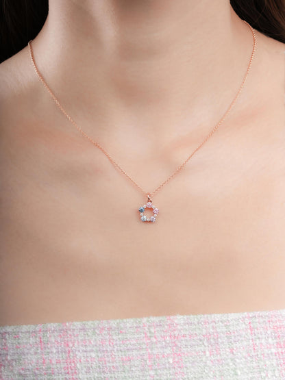 Lilac Sunset Moissanite Cluster Necklace 18K Rose Gold (1) – Mondays Made Flower & Birthstone Jewelry Singapore