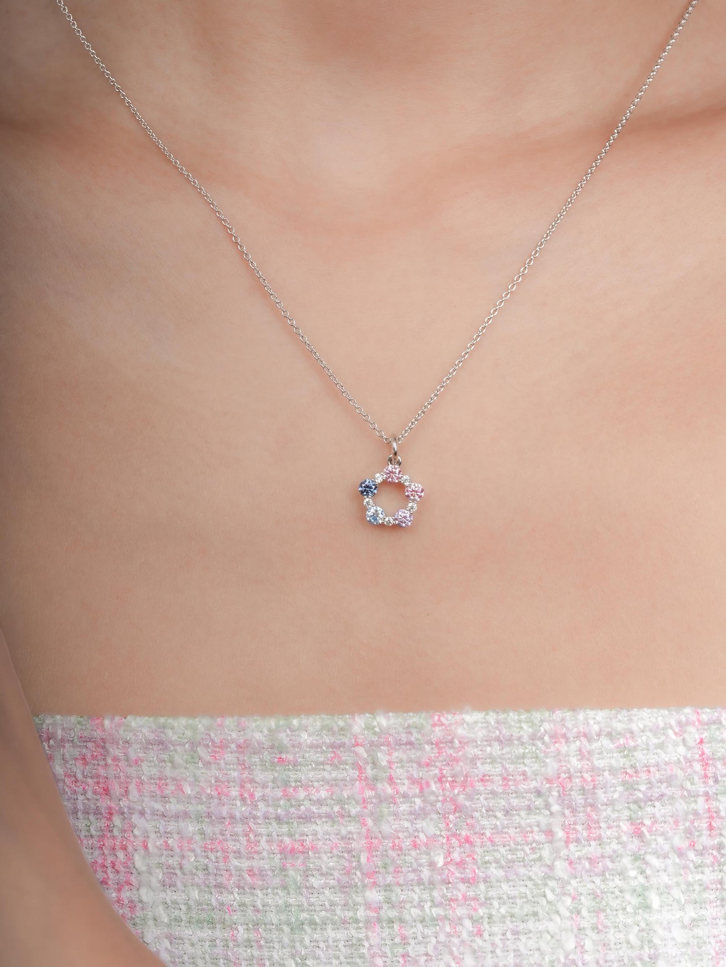 Lilac Sunset Moissanite Cluster Necklace
