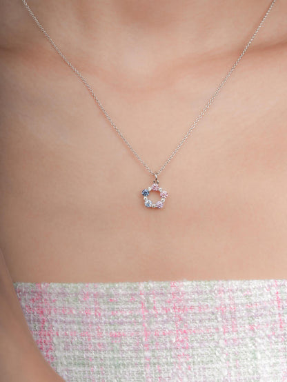 Lilac Sunset Moissanite Cluster Necklace S925 Silver Rhodium (2) – Mondays Made Flower & Birthstone Jewelry Singapore