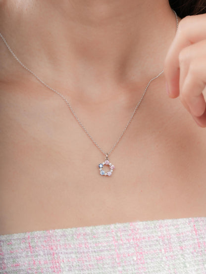 Lilac Sunset Moissanite Cluster Necklace S925 Silver Rhodium (1) – Mondays Made Flower & Birthstone Jewelry Singapore