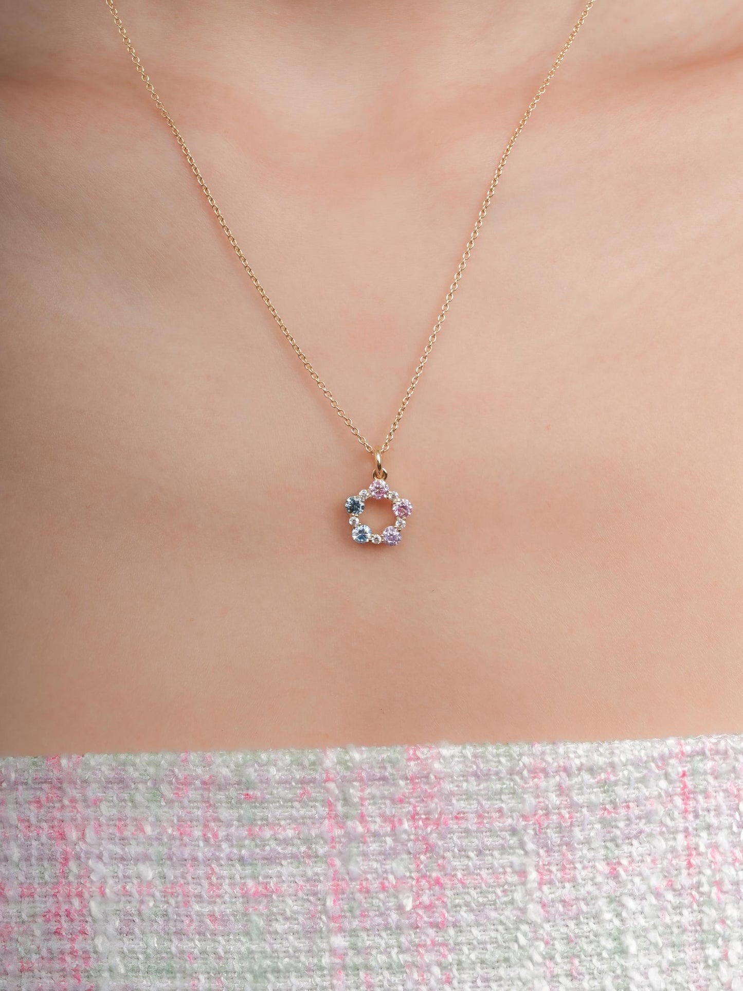 Lilac Sunset Moissanite Cluster Necklace