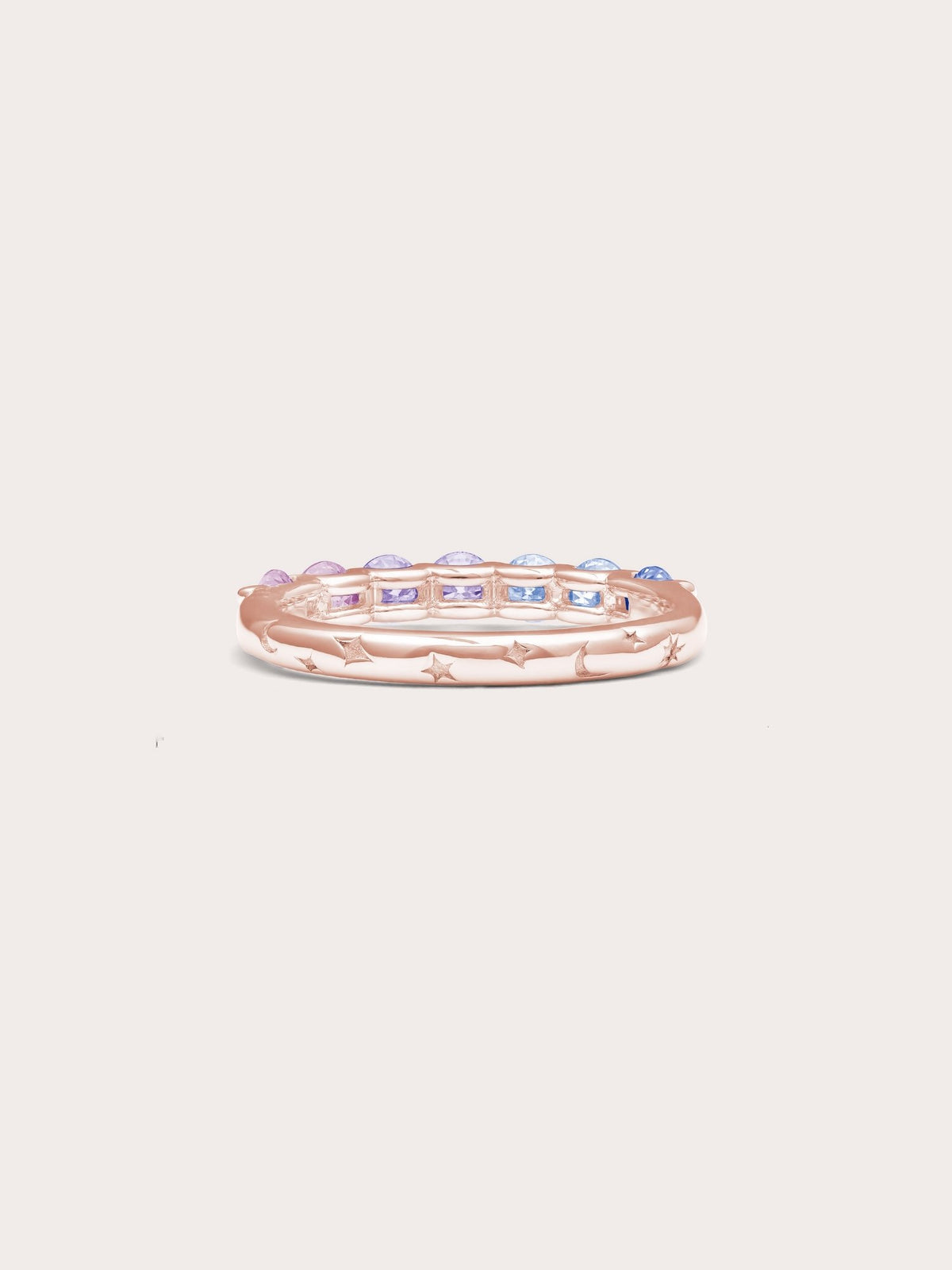 Lilac Sunset Moissanite Eternity Band 18K Rose Gold (8) – Mondays Made Flower & Birthstone Jewelry Singapore