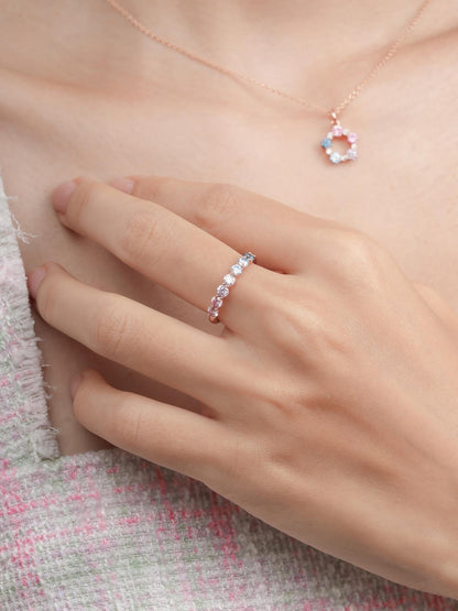 Lilac Sunset Moissanite Eternity Band 18K Rose Gold (13) – Mondays Made Flower & Birthstone Jewelry Singapore
