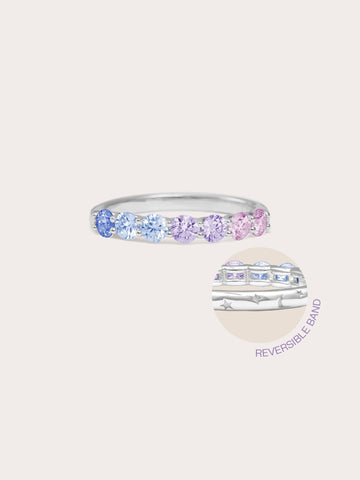 Lilac Sunset Moissanite Eternity Band S925 Silver Rhodium (13) – Mondays Made Flower & Birthstone Jewelry Singapore