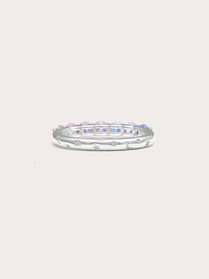 Lilac Sunset Moissanite Eternity Band S925 Silver Rhodium (14) – Mondays Made Flower & Birthstone Jewelry Singapore
