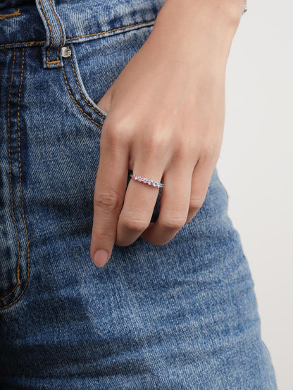 Lilac Sunset Moissanite Eternity Band S925 Silver Rhodium (18) – Mondays Made Flower & Birthstone Jewelry Singapore