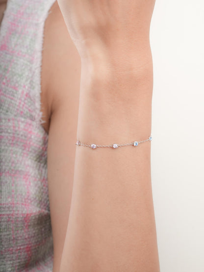 Lilac Sunset Moissanite Station Bracelet S925 Silver Rhodium (2) – Mondays Made Flower & Birthstone Jewelry Singapore